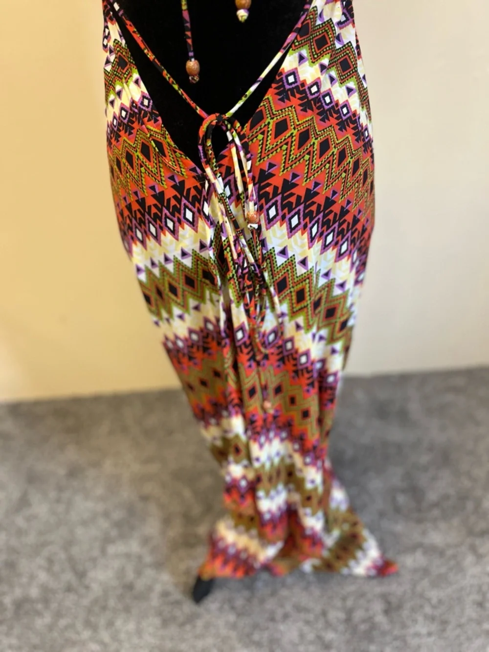 Elan x Anthropologie Aztec-Print Backless Maxi Dress in Pink, Orange & Cream - Picture 4 of 11